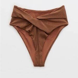 Aerie Shine Pique Twist High Cut Swim Bottoms- Small